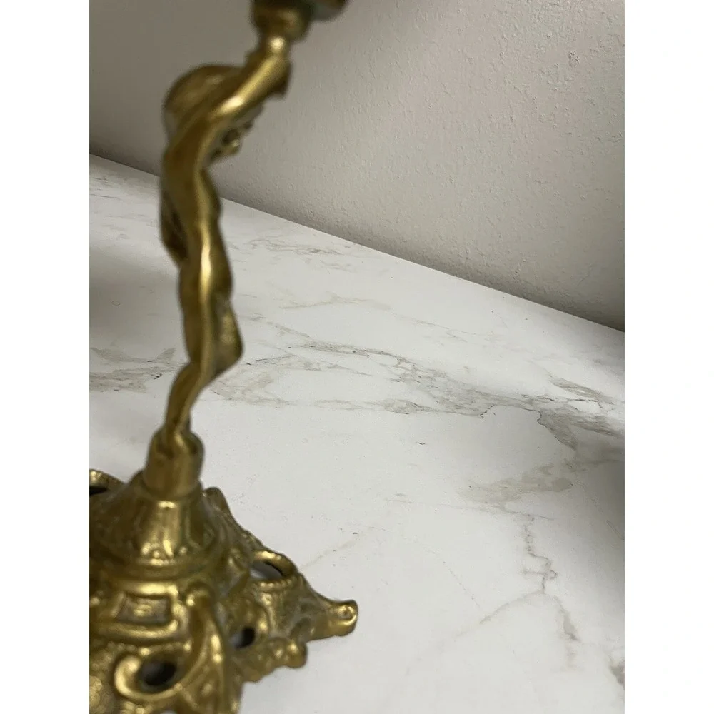 Vintage Brass Putti Cherub Candleholder Candle Stick Tripod Base 8.25